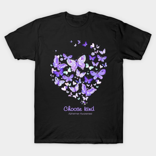 Choose Kind Alzheimer Awareness Butterflys Heart Gift T-Shirt by thuylinh8